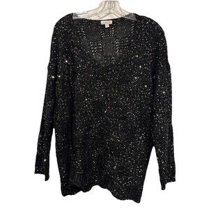 Women’s Sequin Black Silver Sweater Formal Metallic Size M by Charming Charlie